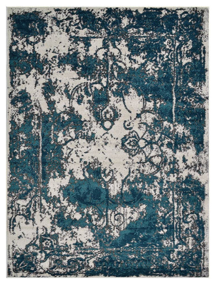 MACHINE MADE HEATSET POLYPROPYLENE AREA RUGS -Ivory Blue Color,Abstract Design