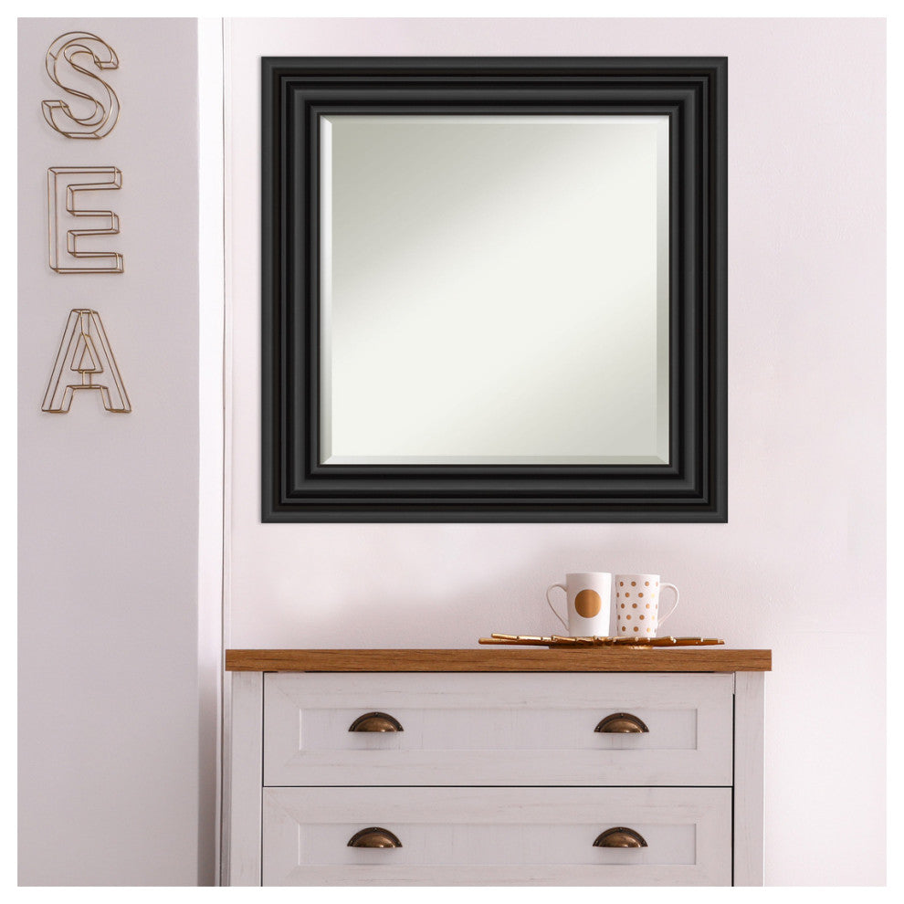Colonial Black Beveled Wall Mirror - 26 x 26 in.
