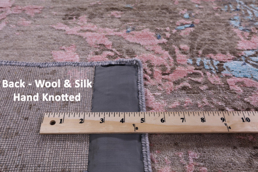 9' 0" X 12' 2" Modern Handmade Wool & Silk Rug - Q15551
