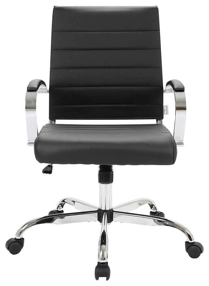 LeisureMod Benmar Leather Office Chair Black