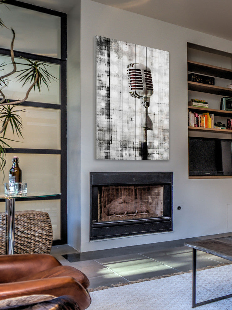 "Mic" Painting Print on White Wood, 30"x45"