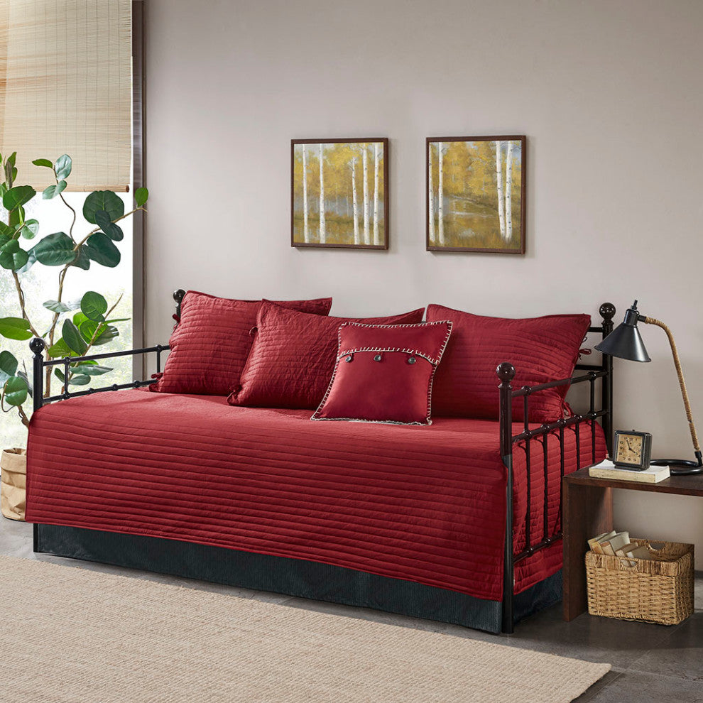 Madison Park Ridge 6 Piece Reversible Daybed Cover Set, Red