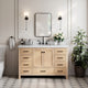 Cambridge 54" Single Bath Vanity With Italian Carrara Marble Top, Oak