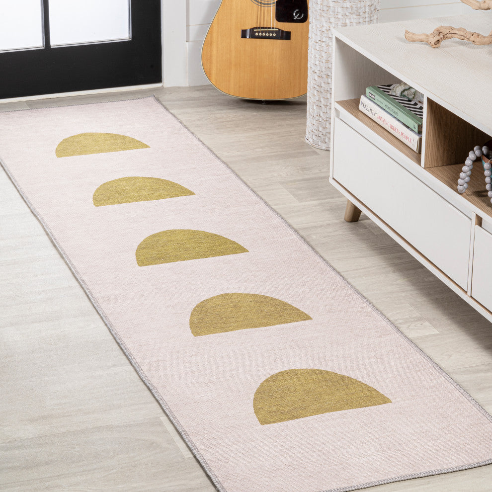 Luola Minimalist Geometric Machine-Washable Area Rug, 2x8
