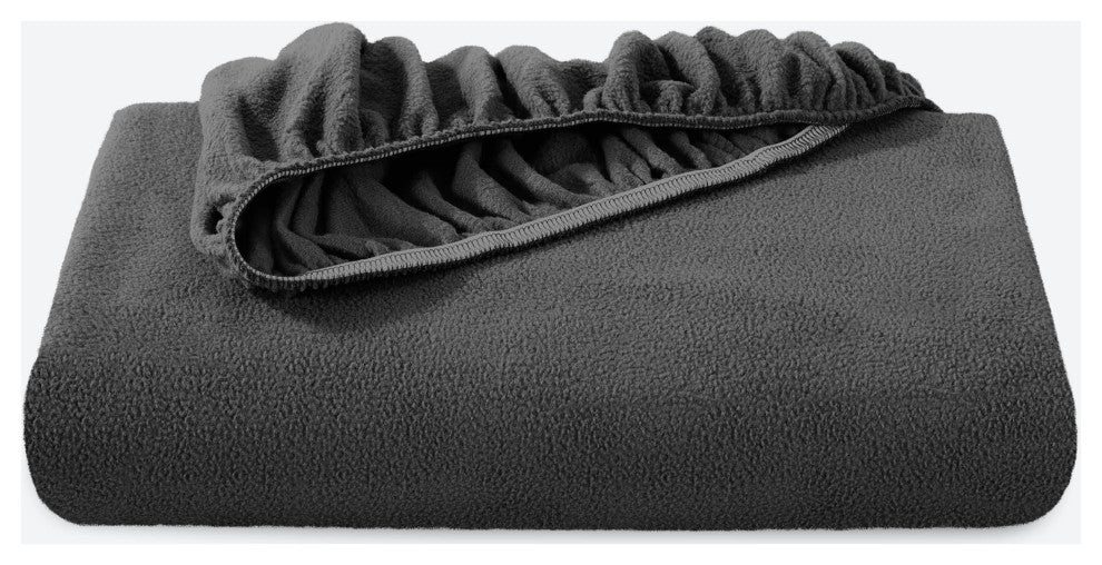 Bare Home Fleece Fitted Bottom Sheet, Grey, Twin Xl
