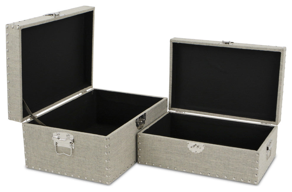 2-Piece Linen Box Set With Metal Studs