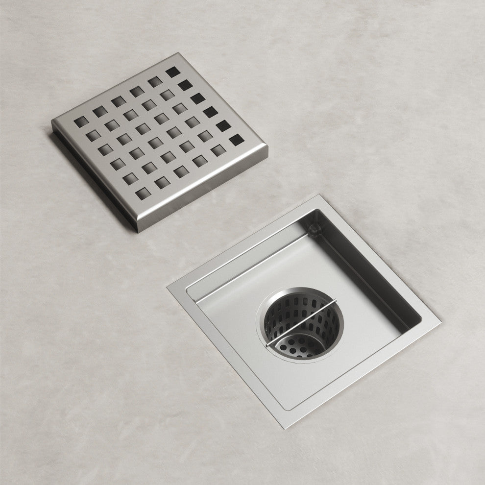 VIGO Elan Linear Shower Drain, Brushed Nickel, 4"