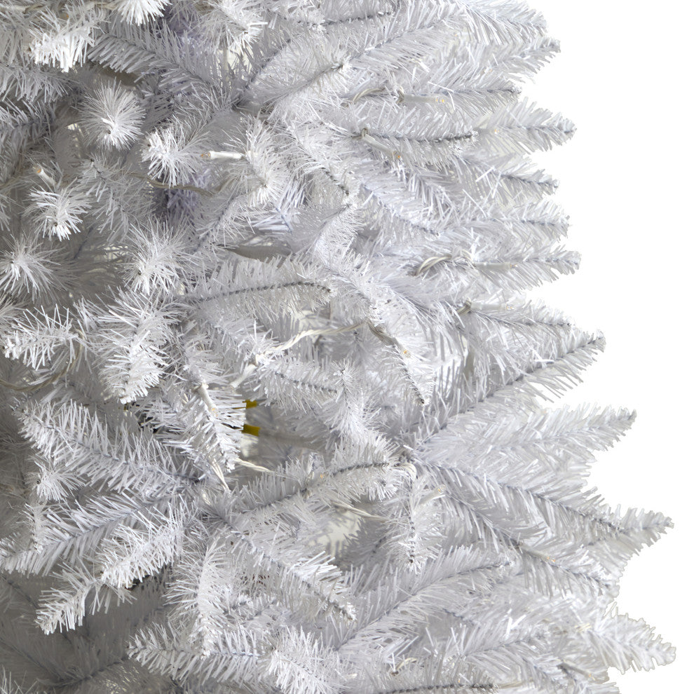 5' Slim White Faux Xmas Tree W/150 Warm White LED Lights & 491 Bendable Branches