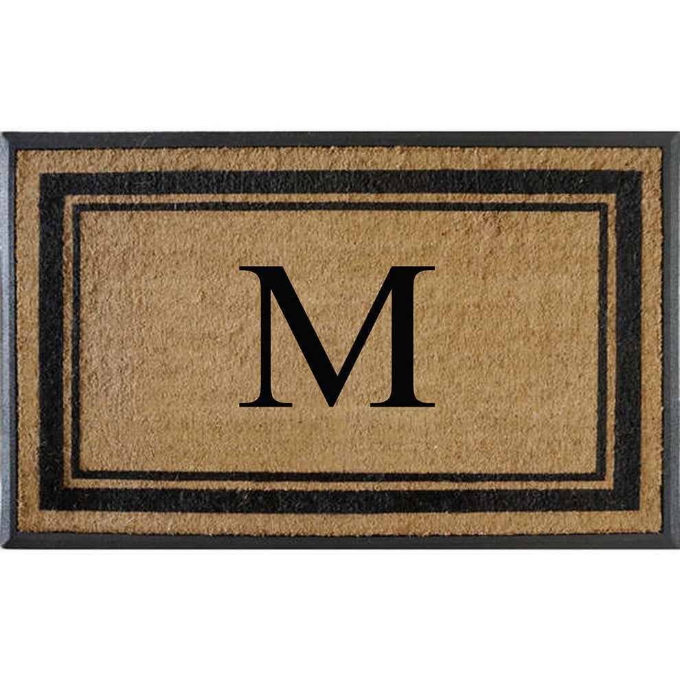 A1HC Markham Border Flocked Extra Large Monogrammed Doormat, 30"X48", M
