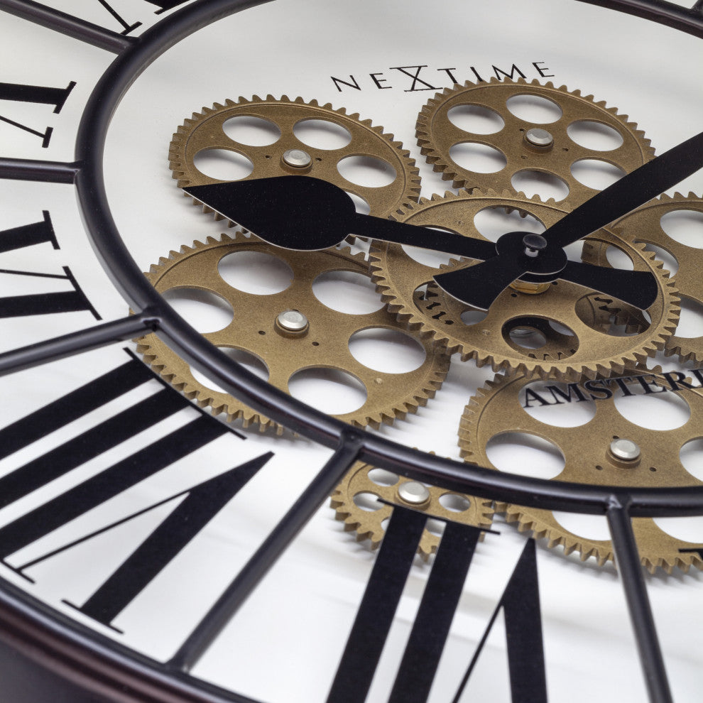 William 20" Moving Gear Wall Clock, White