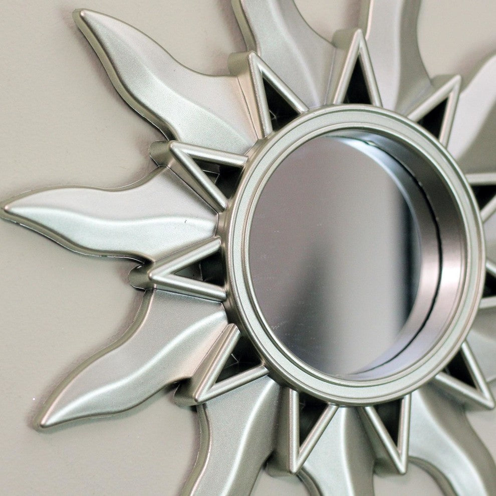 Set of 3 Champagne Silver Decorative Round Mirrors 9.5"