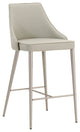 Benzara BM174107 Upholstered Bar Stool with Chrome Legs Light Gray