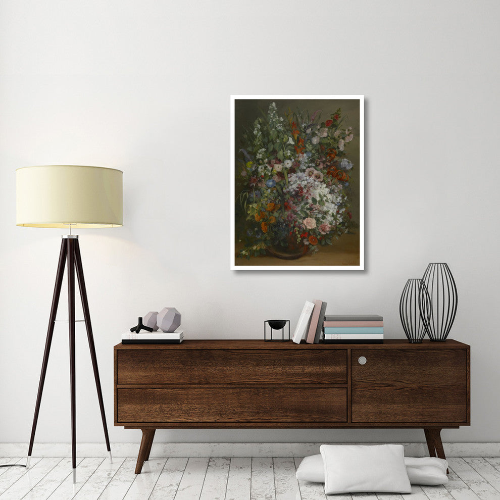"Bouquet of Flowers in a Vase" Digital Paper Print by Gustave Courbet, 32"x42"