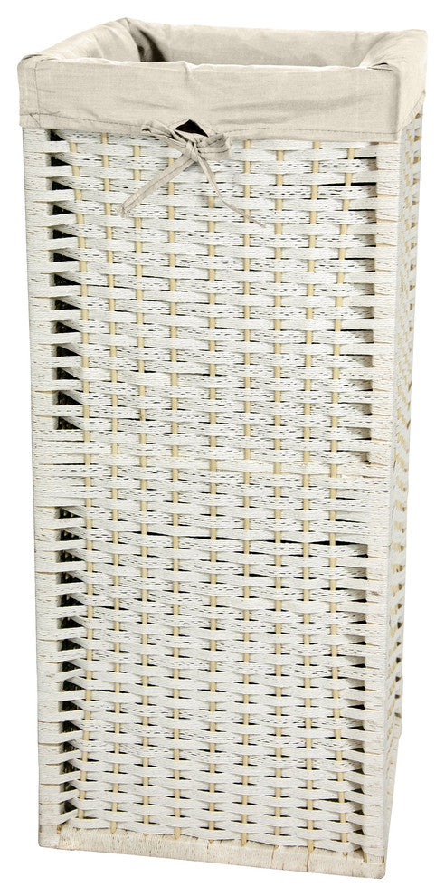 28" Natural Fiber Laundry Hamper, White