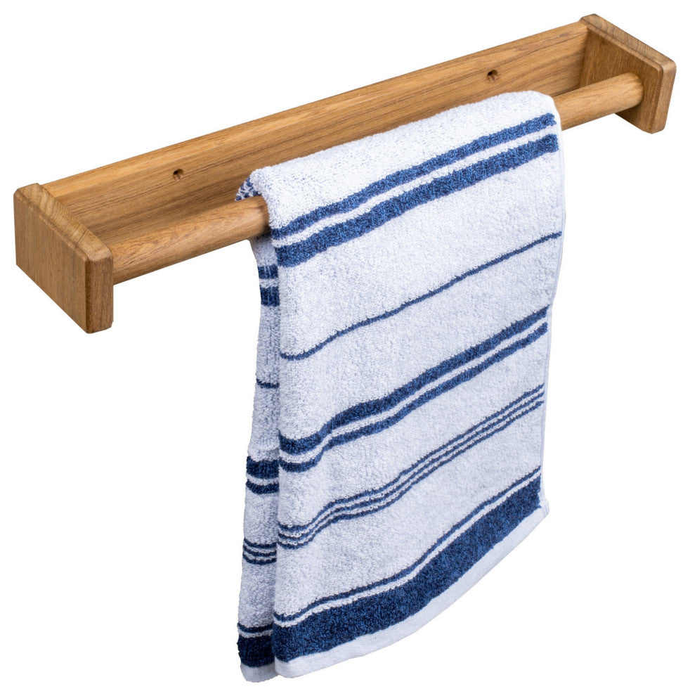 16" Traditional Solid Teak Towel Bar