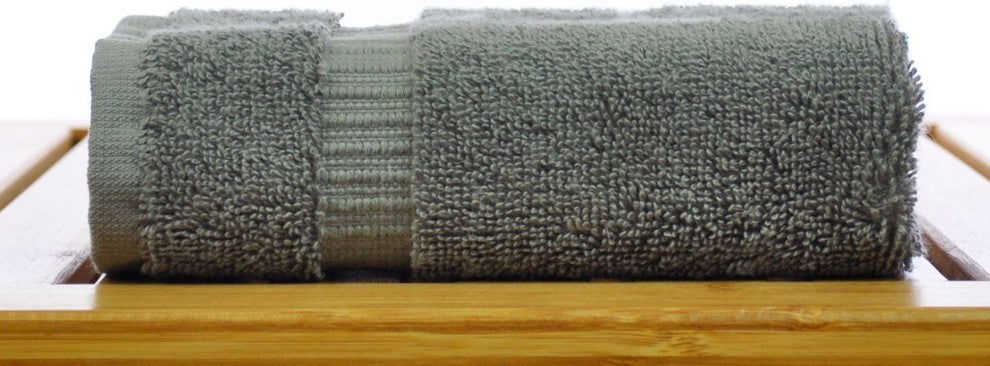 Dobby Border Luxury Hotel and Spa Wash Cloth, Set of 12, Gray