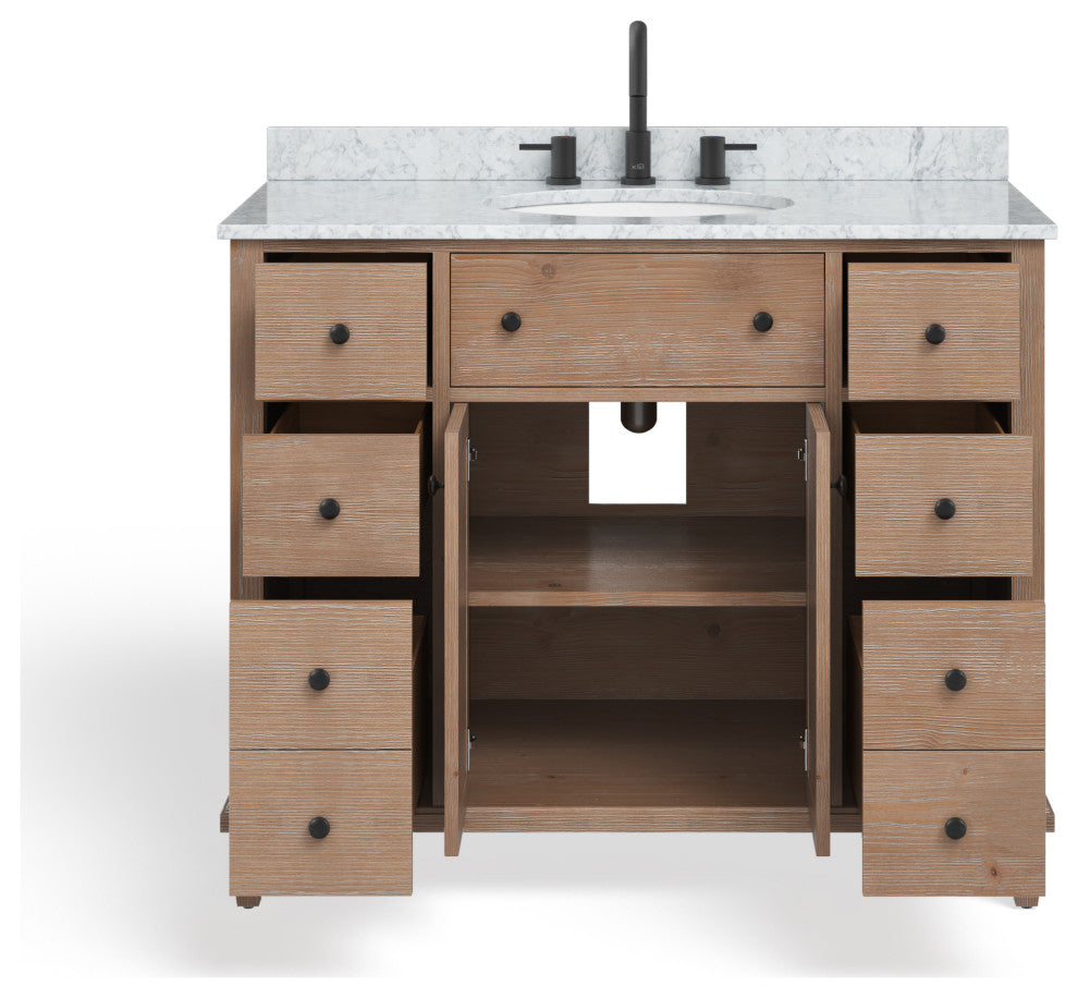 The Wailea Bathroom Vanity, Single Sink, 42", Weathered Fir, Freestanding