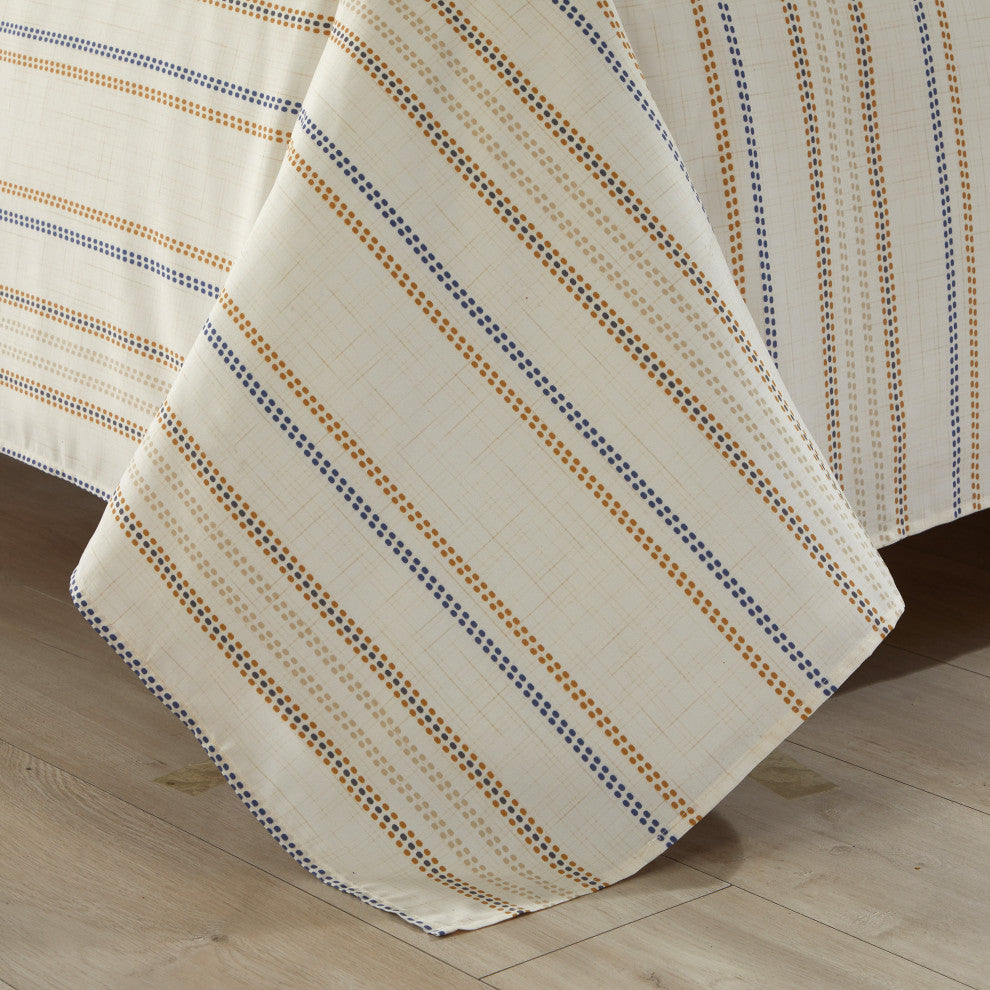 Tripoly 4 Piece Flat Sheet Set Striped, Beige, Full