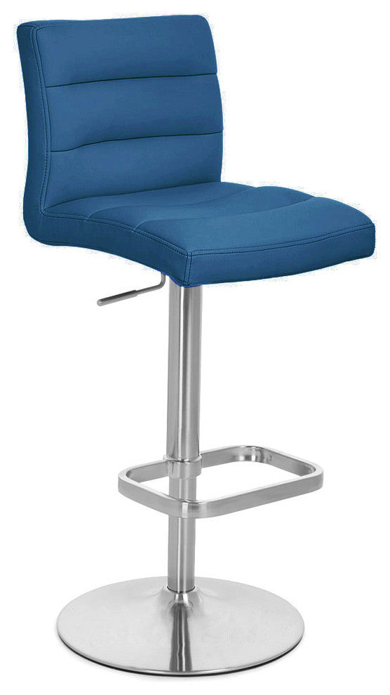 Lush Adjustable Height Swivel Bar Stool Trumpet Base Dark Blue