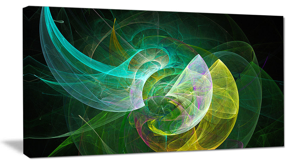 Green Mystic Psychedelic Texture, Abstract Art on Canvas, 40x20