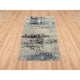 Gray, Modern Abstract Design Wool and Silk, Hand Knotted Mat Rug, 2'0" x 2'10"