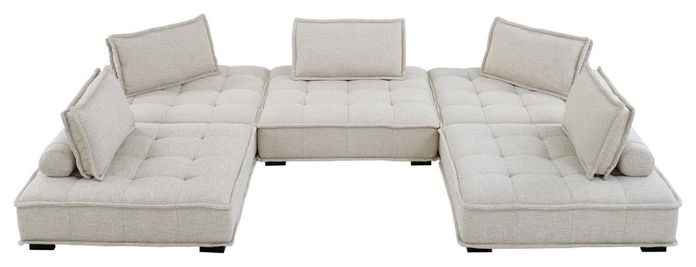 Saunter Tufted Fabric Fabric 5-Piece Sectional Sofa Beige -5210