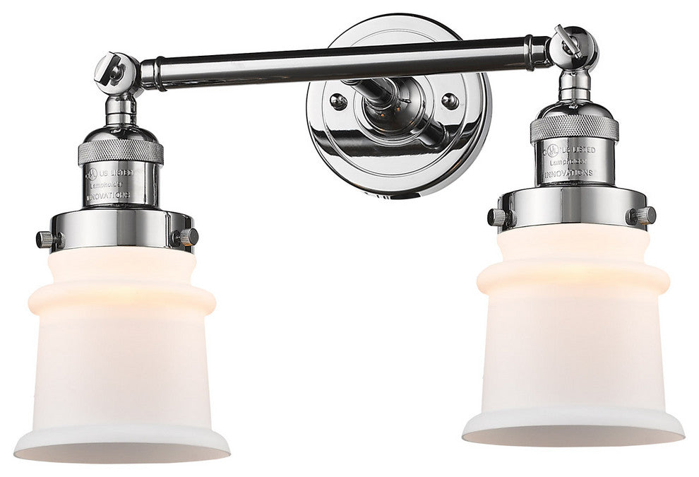 Small Canton 2 Light Bathroom Vanity Light in Polished Chrome