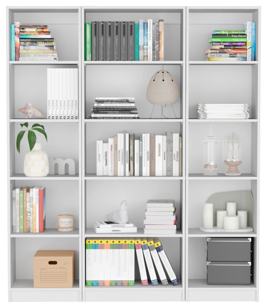 Parwan 3 Piece Living Room Set with 3 Bookcases, White