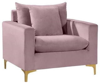 Home Square 2-Piece Furniture Set with Velvet Accent Chair and Sofa in Pink