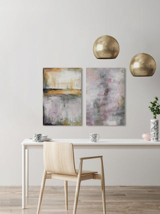 Pink and Yellow Smokes Diptych, 80"x60"