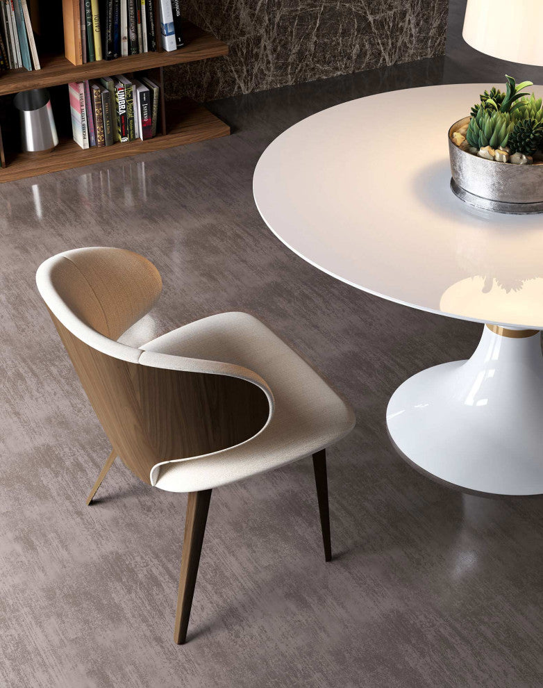 Newport Dining Chair in Oxford Tan Fabric and Walnut