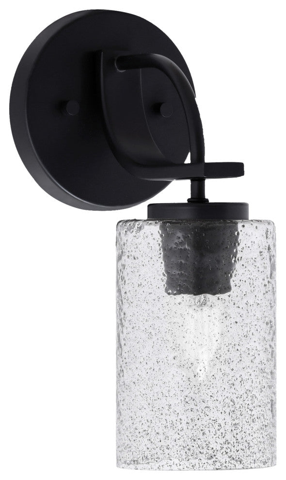 Cavella 1 Light Wall Sconce, Matte Black Finish, 4" Smoke Bubble Glass