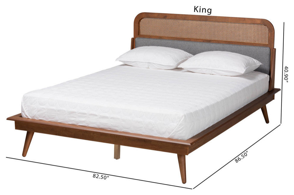 Ellia Gray Fabric Platform Bed, King