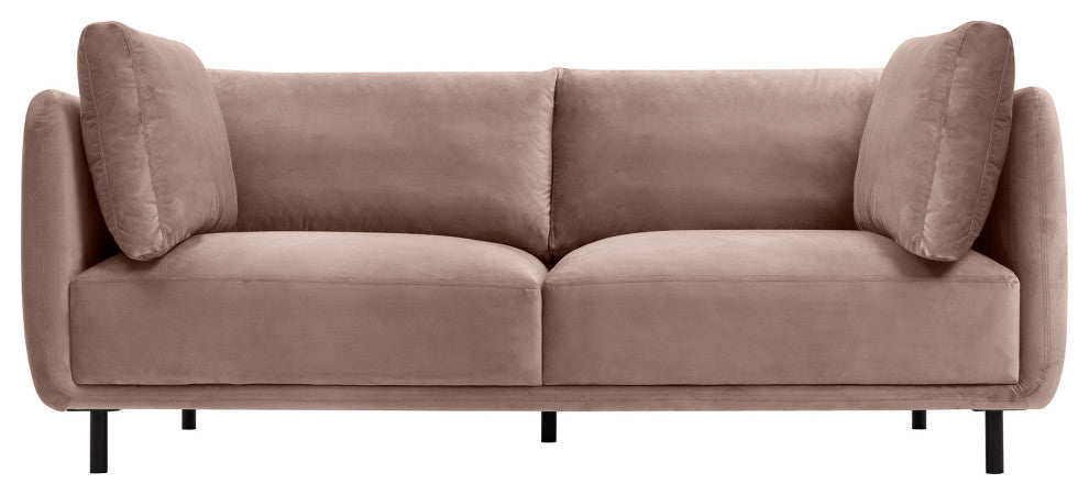 Serenity 79" Mauve Velvet Sofa with Black Metal Legs