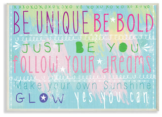 "Be Unique Typog Inspirational Watercolors" Wall Plaque Art