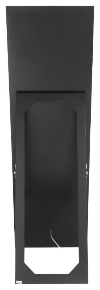 Benzara BM269980 Floor Mirror With LED Light and Faux Diamonds Inlay, Silver