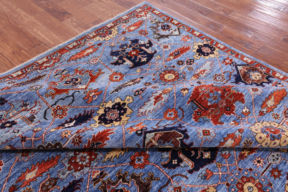 10' Square Persian Fine Serapi Handmade Wool Rug - Q12873