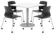 Olio Designs White Square 36in Lola Dining Set - Black Caster Chairs