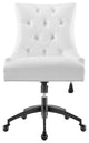 Computer Work Desk Tufted Chair, Faux Vegan Leather, Black White, Home Office