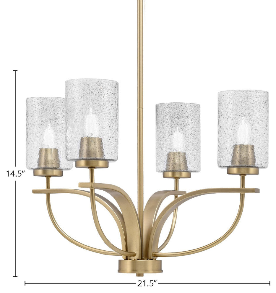 Cavella 4-Light Chandelier, New Age Brass, 4" Smoke Bubble Glass
