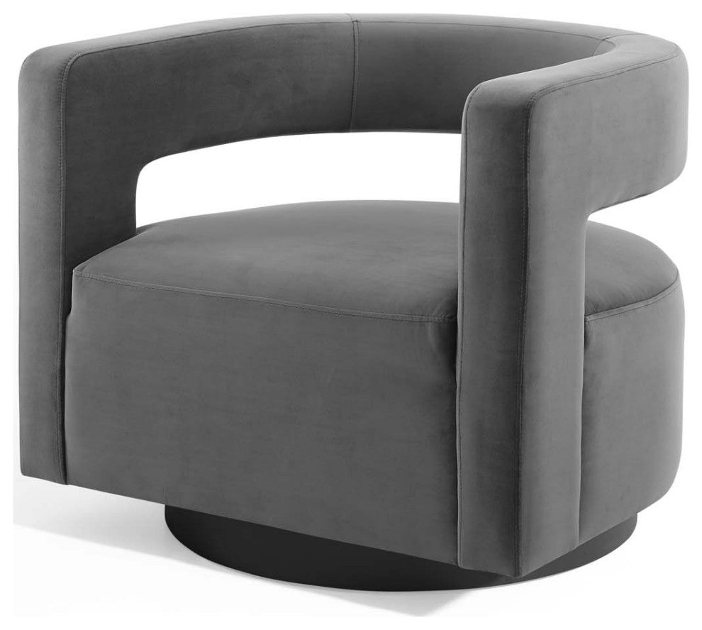 Armchair Accent Chair, Velvet, Gray, Modern, Living Lounge Hospitality