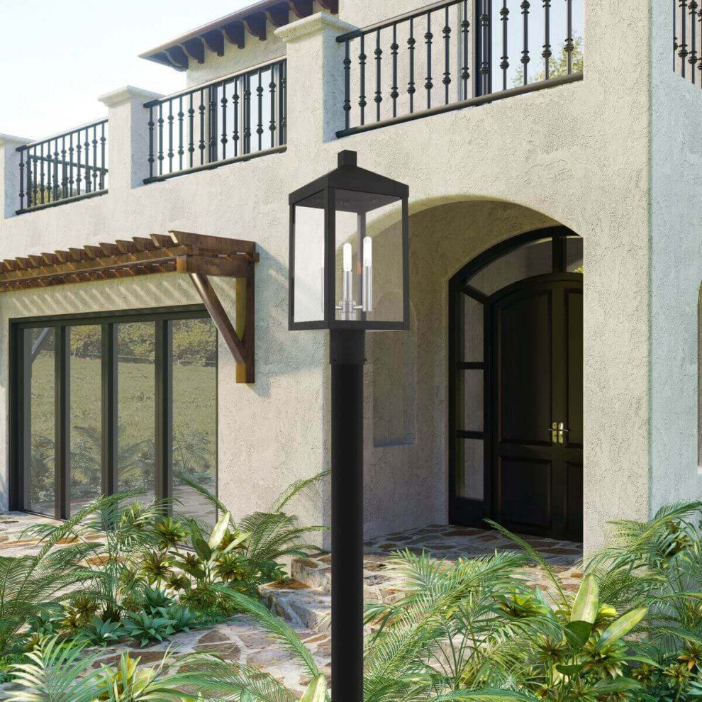 Livex Nyack 3 Light 20" Tall Scandinavian Gray Outdoor Post Top Lantern