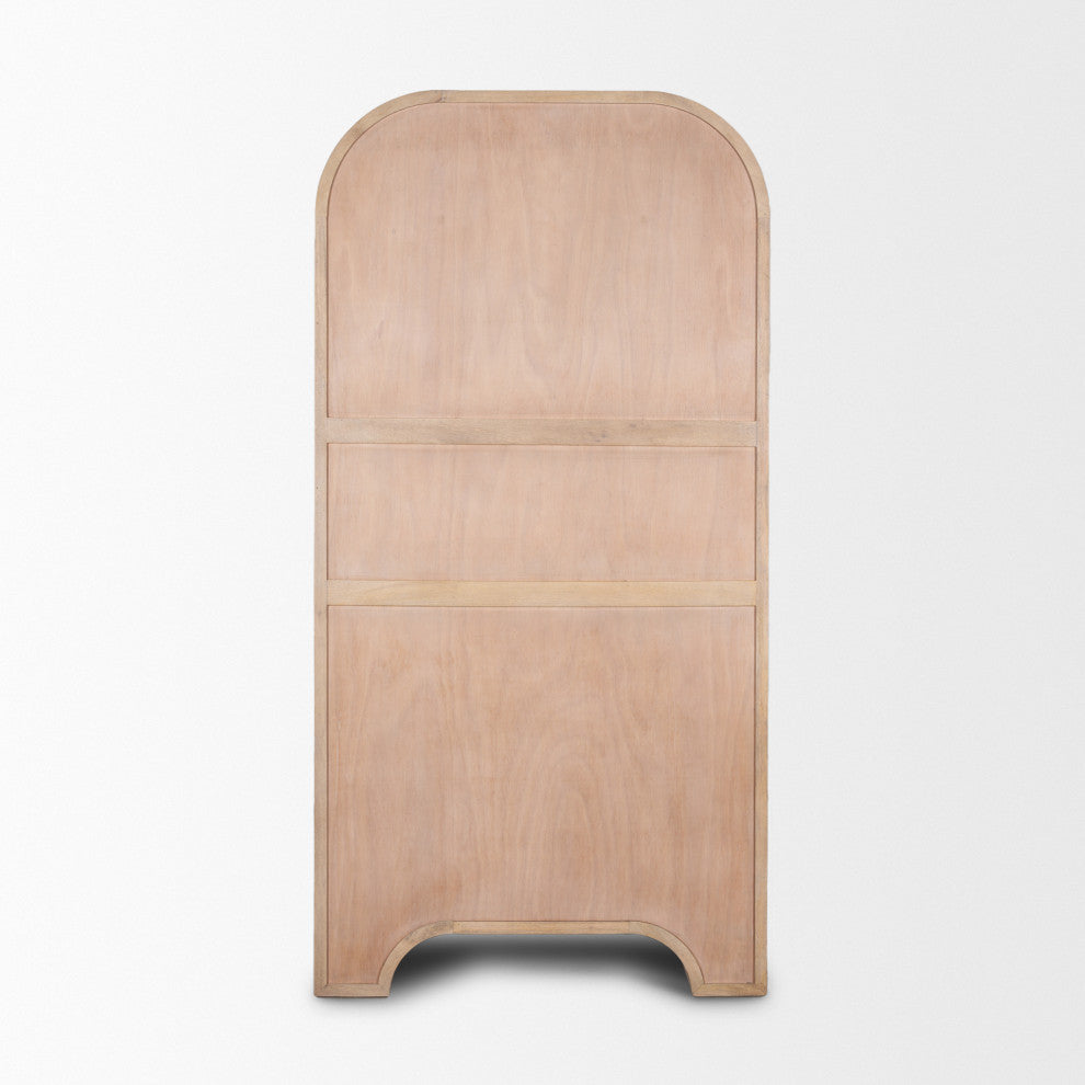 Sorina Reverse Fluted Light Brown Wood Curio Cabinet