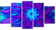 Dance of Blue Flower Petals, Large Floral Canvas Art Print, 60"x32", 5 Panels