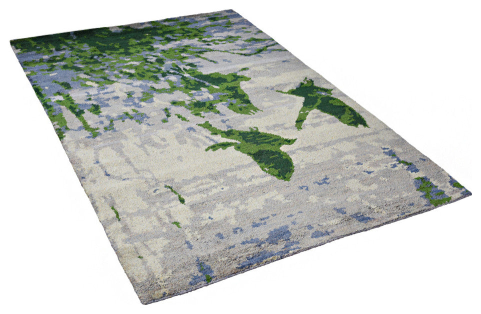 Hand Knotted Silk Area Rug Abstract Multicolor
