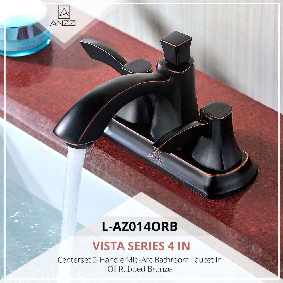 ANZZI Vista Series 4 in. Centerset 2-Handle Mid-Arc Bathroom Faucet, Oil Rubbed Bronze