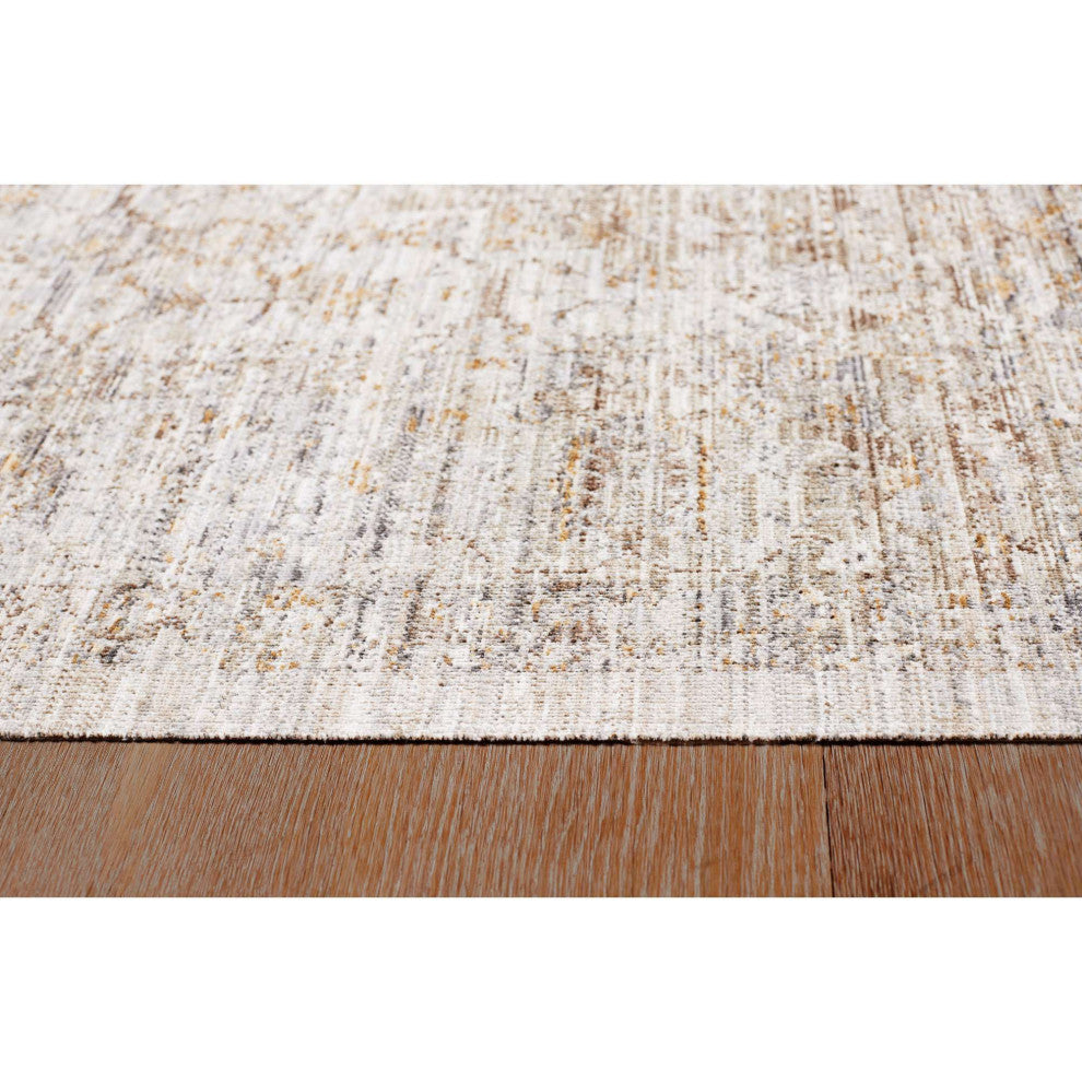 Ava Distressed Arabesc Area Rug - Silver, 5'x7'6"