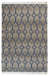 8' x 10' Marquesas Ivory and Blue Trellis Flatweave Area Rug