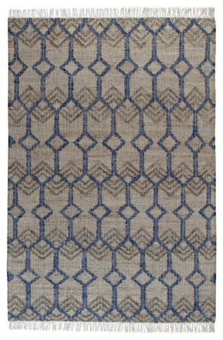 8' x 10' Marquesas Ivory and Blue Trellis Flatweave Area Rug