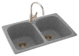 Swan 33x22x10 Solid Surface Kitchen Sink, 1-Hole, Gray Granite